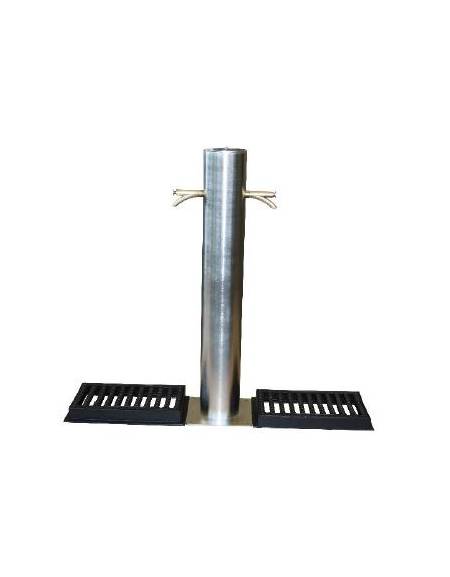 Fontana doppia con struttura in acciaio inox, completa di rubinetti in inox e caditoie in ghisa - cm 115x15,4x100h