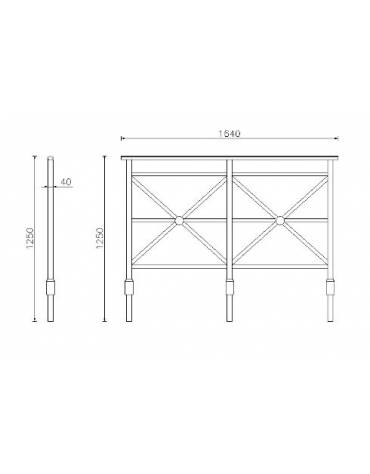 Barriera a 2 croce, realizzata in tubolare acciaio zincato e verniciato - da inghisare - cm 164x4x125h