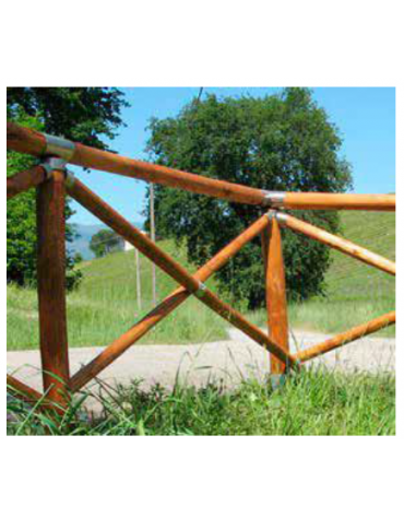 Recinzione a croce in legno di castagno e accessori in acciaio zincato a caldo - Prezzo al metro lineare