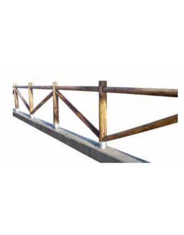 Recinzione in legno di pino con bicchiere in acciaio zincato da tassellare - Prezzo al metro lineare