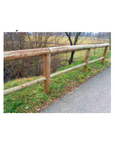 Recinzione con traversa in legno di pino - bicchiere in acciaio zincato da tassellare - Prezzo al metro lineare