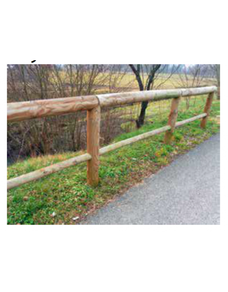 Recinzione con traversa in legno di pino - con bicchieri in acciaio zincato a caldo da tassellare