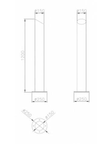 Dissuasore in acciaio inox di altezza 1200 mm realizzato in tubolare D. 150 mm - da inghisare