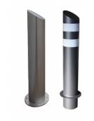 Dissuasore amovibile in acciaio inox di altezza 1200 mm realizzato in tubolare D. 150 mm - inclusa boccola con chiave