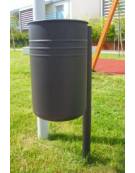 Cestino portarifiuti da inghisare di forma cilindrica, in acciaio zincato e verniciato - cm 50x44,9x120h
