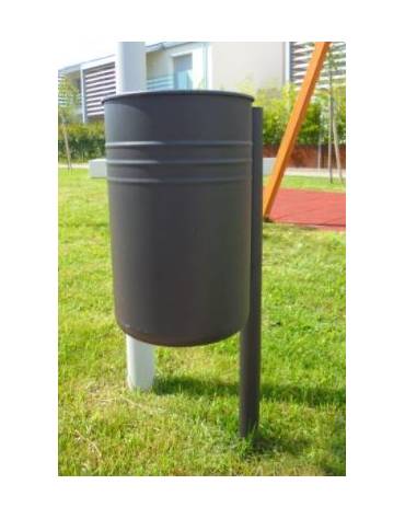 Cestino portarifiuti da inghisare di forma cilindrica, in acciaio zincato e verniciato - cm 50x44,9x120h