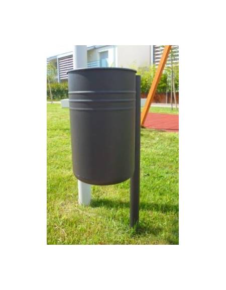 Cestino portarifiuti da inghisare di forma cilindrica, in acciaio zincato e verniciato - cm 50x44,9x120h