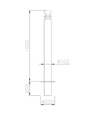 Dissuasore amovibile in acciaio zincato e verniciato ,Ø102 mm inclusa boccola per chiave - cm Ø 10,2x120h