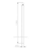 Dissuasore realizzato in tubolare di acciaio Ø60 mm, senza anelli, da inghisare - cm Ø6x128,5h