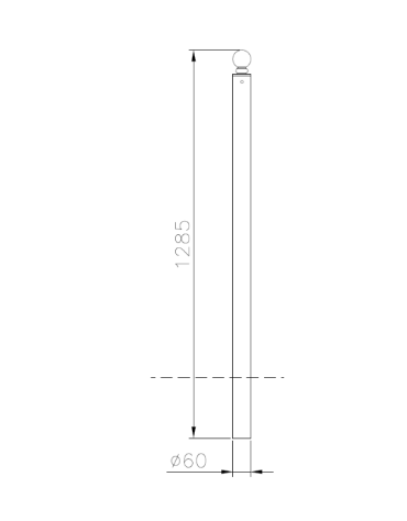 Dissuasore realizzato in tubolare di acciaio Ø60 mm, senza anelli, da inghisare - cm Ø6x128,5h