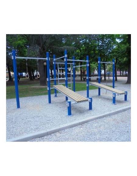 Stazione fitness in acciaio zincato e verniciato, con attrezzi per rafforzare i muscoli delle braccia - cm 650x340x249h