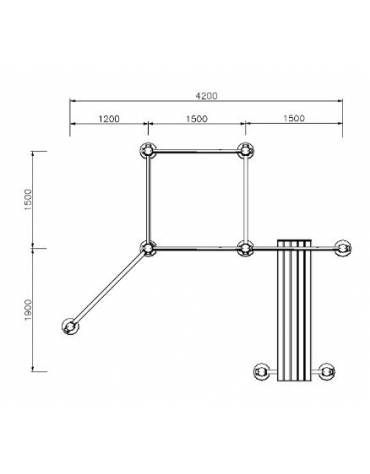Stazione fitness realizzato in acciaio zincato e verniciato. Attrezzo per il rafforzamento muscolare - cm 420x340x271,1h