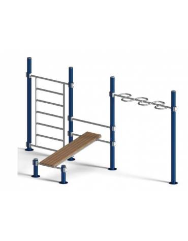 Stazione fitness realizzata in acciaio zincato e verniciato. Attrezzo per il rafforzamento muscolare - cm 520x190x270h