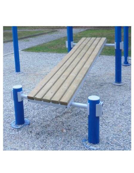 Stazione con panca inclinata in acciaio zincato e verniciato e piano in legno. Attrezzo per rafforzare i muscoli del ventre