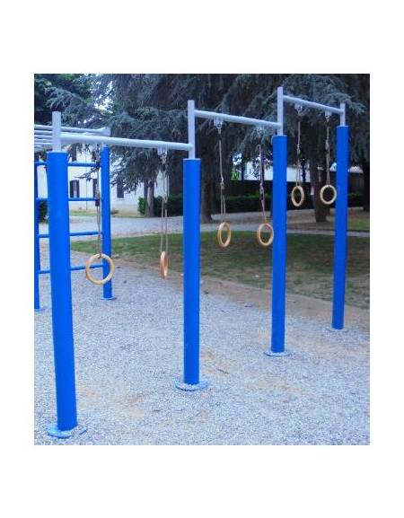 Attrezzo con 3 coppie di anelli in acciaio zincato e verniciato. Attrezzo per rafforzare i muscoli delle braccia - cm L 326,5