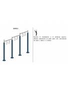 Attrezzo con 3 coppie di anelli in acciaio zincato e verniciato. Attrezzo per rafforzare i muscoli delle braccia - cm L 326,5