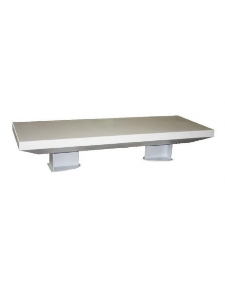 Panchina lineare senza schienale in acciaio e cemento - seduta levigata - cm 220x80x44h