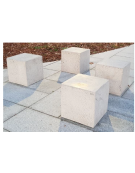 Panchina monoposto senza schienale, a forma di cubo, in cemento levigato - cm 45x45x45h