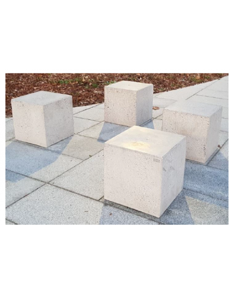 Panchina monoposto senza schienale, a forma di cubo, in cemento levigato - cm 45x45x45h