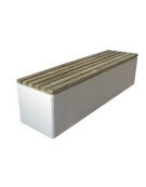 Panchina piana realizzata in graniglia di marmo con seduta in legno di pregio - cm 200x50x49h