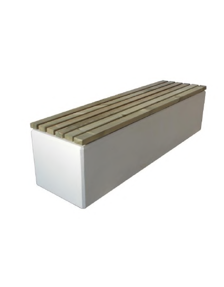 Panchina piana realizzata in graniglia di marmo con seduta in legno di pregio - cm 200x50x49h