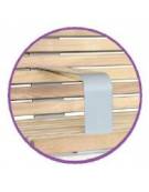 Panchina monoblocco in graniglia di marmo, seduta e schienale con doghe in legno di pregio - con braccioli - cm 200x69,4x97h