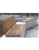Seduta con schienale in legno di pino per appoggio su cemento - Lunghezza cm 100