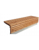 Seduta piana con frontale in legno di pregio per appoggio su cemento - Lunghezza cm 200