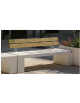 Panchina monoblocco in calcestruzzo armato con acciaio zigrinato e zincato, schienale con doghe legno di pregio - cm 220x66x83,8