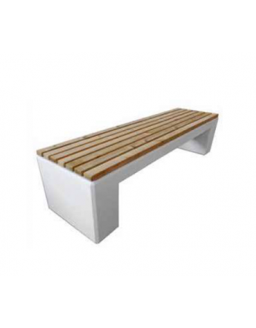 Panchina piana in graniglia di marmo con seduta in legno di pregio - cm 220x60x51,8h
