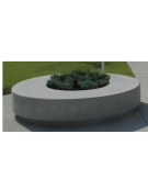 Panchina tonda di forma circolare con fioriera in graniglia di marmo - colore grigio - cm Ø200x40h