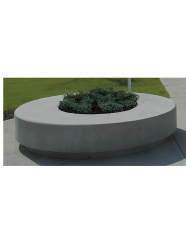 Panchina tonda di forma circolare con fioriera in graniglia di marmo - colore grigio - cm Ø200x40h