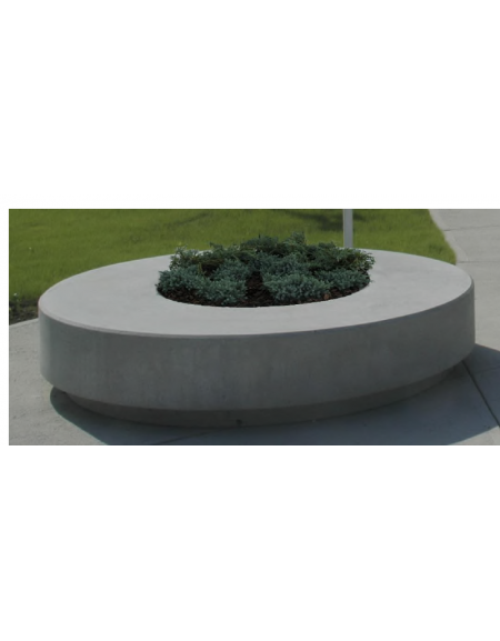 Panchina tonda di forma circolare con fioriera in graniglia di marmo - colore grigio - cm Ø200x40h