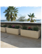 Fioriera rettangolare in graniglia di marmo con acciaio zigrinato e zincato - finitura bocciardata - cm 200x60x60h