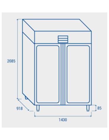 Armadio refrigerato porte a vetri GN 2/1 inox AISi 304, refrigerazione ventilata - temperatura +3/+10°C - mm 1250x685x1435h