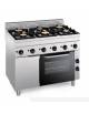 Cucina a gas 6 fuochi su forno elettrico ventilato GN1/1, Potenza fuochi Kw 25,5 - Potenza forno 2,5 kw - cm 105x65x85h