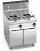 Friggitrice professionale a gas 2 Vasche stampate pulite a V da lt. 18+18 su mobile- cm 80x90x85/90h