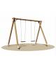 Altalena in legno 2 posti (sedili piano / orsetto), montanti circolari d. cm 12 - adatta ai diversamente abili- cm 365x240x275h