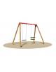 Altalena in legno 2 posti, trave in acciaio zincato verniciato - sedili orsetto - adatta ai diversamente abili - cm 300x190x230h
