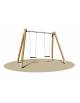 Altalena 2 posti con struttura in legno e trave in acciaio - sedili gabbia / piano - cm 345x180x265h