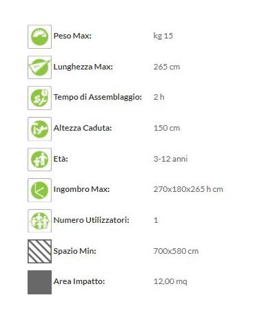 Altalena inclusiva 1 posto struttura in legno e trave tubo di acciaio - sedile a orsetto - cm 270x180x265h
