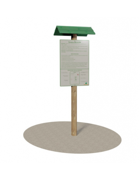 Cartello con paletto in legno - Inizio percorso fitness - cm 70x30x215h