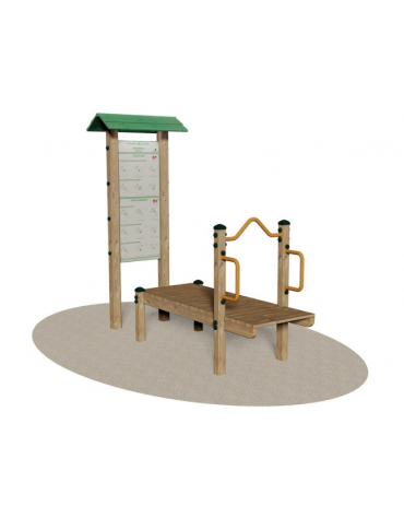 Attrezzo Soft Fitness in legno - Panca multifunzione orizzontale plus - cm 90x250x215h