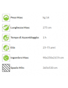 Attrezzo Soft Fitness in legno - Panca multifunzione orizzontale plus - cm 90x250x215h