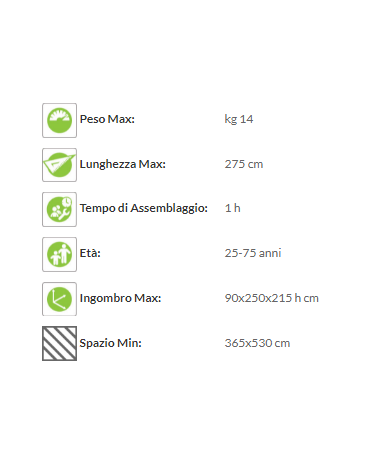 Attrezzo Soft Fitness in legno - Panca multifunzione orizzontale plus - cm 90x250x215h