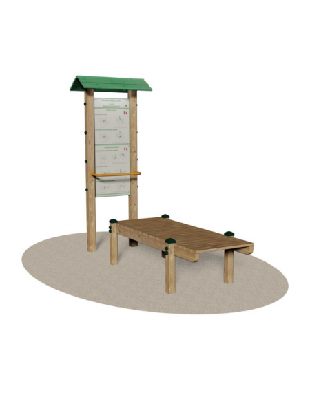 Attrezzo Soft Fitness in legno - Panca orizzontale - cm 90x250x215h
