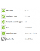 Attrezzo Soft Fitness in legno - Panca orizzontale - cm 90x250x215h