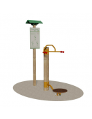 Attrezzo Soft Fitness in legno - Twist - maniglione e pedaliera girevole in acciaio - cm 60x165x205h