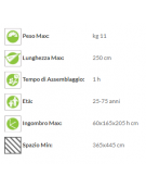 Attrezzo Soft Fitness in legno - Twist - maniglione e pedaliera girevole in acciaio - cm 60x165x205h