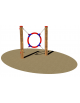 Passaggio circolare mobile per cani, in legno di pino nordico e cerchio mobile in PEHD - cm 113 x 7 x 120 h